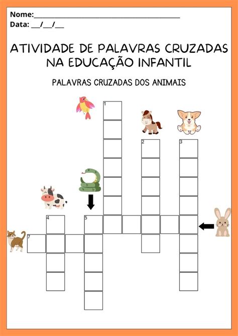 Atividades De Palavras Cruzadas Na Educa O Infantil