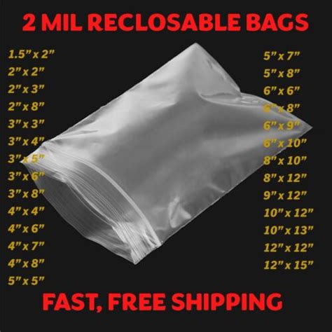 Clear 2 Mil Zip Seal Bags Poly Plastic Reclosable Top Lock Zipper 2mil Baggies Ebay