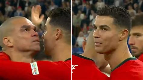 Cristiano Ronaldo Holding An Emotional Pepe After Portugals Euro 2024