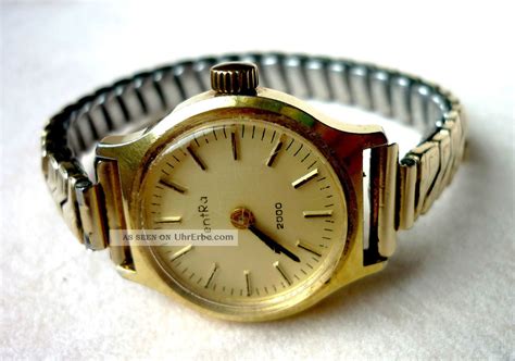 Uhr Armbanduhr Zentra Handaufzug Mechanisch Gold Edelstahl Elasto