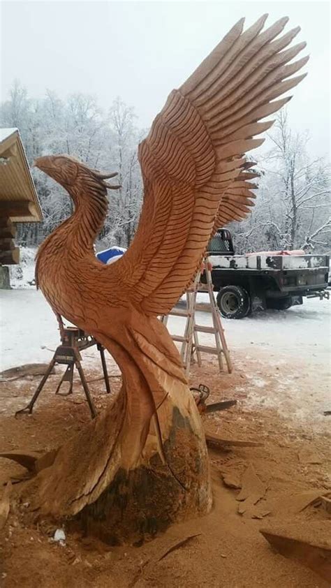 Phoenix Rising Jordan Anderson Woodcarver Tree Carving Wood Carving