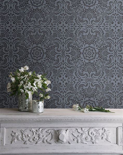 Royal Design Studio Stencils Esperanza Lace Tile Wall Stencil For