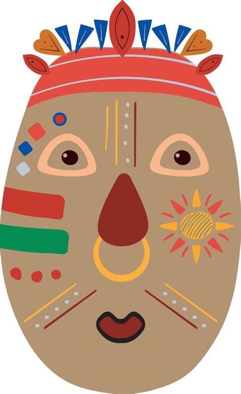 Tribal African Mask With A Nose Ring Vector Art At Vecteezy