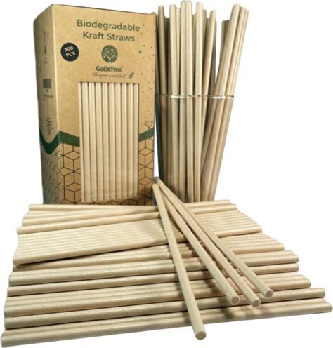 300 Pailles En Papier Biodgradable De Couleur Kraft Pailles Jetables