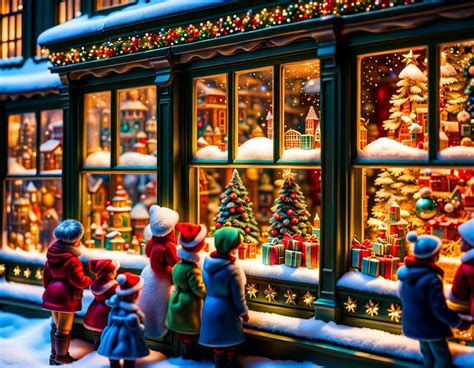 Children Starring Longingly Into Christmas Toy Store Window Ai