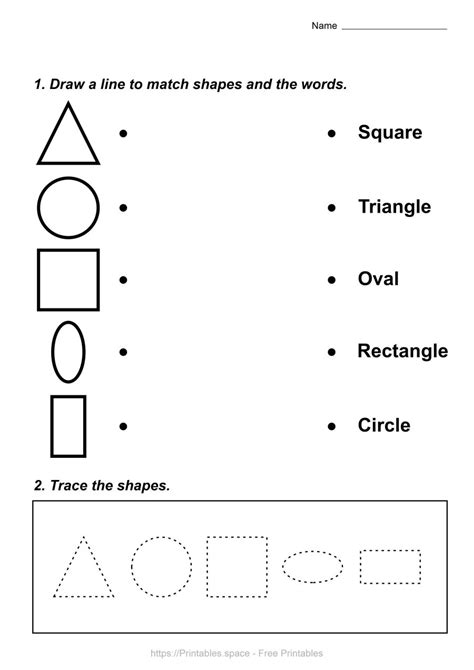 Match Shapes With Names Worksheet Pdf Free Printables