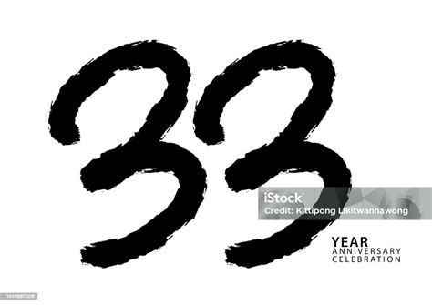 Vektor Logotype 33 Tahun Perayaan Ulang Tahun Hitam Desain Angka 33