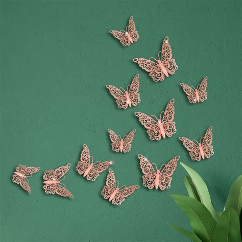 12 Unids Set 3D Pegatinas De Pared De Metal Hueco Grandado