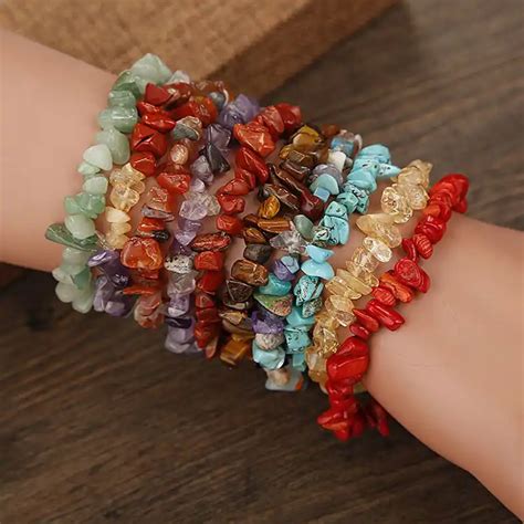 Handmade 5 8mm Mixed Natural Chip Beads Stretchy Bracelet Healing Ts