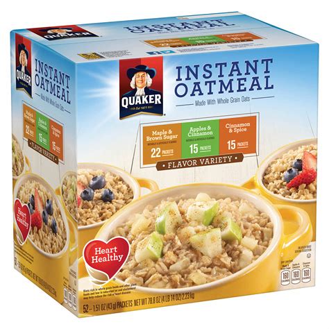 Quaker Instant Oatmeal Variety Pack 52 Pk146 Oz Bjs Wholesale Club