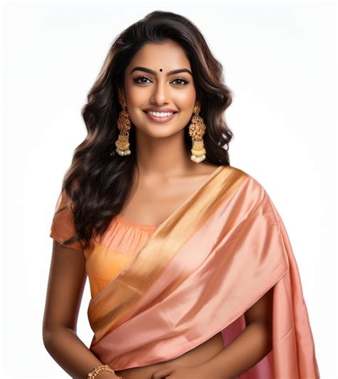 Premium Photo Elegant Indian Girl In Premium Silk Saree Symbolizing