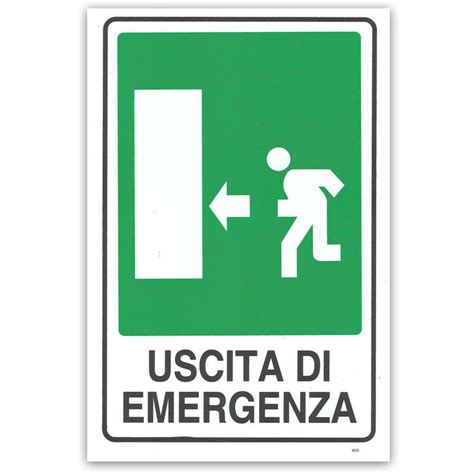 Cartello Targa Uscita Emergenza Sinistra Sicurezza Segnaletica Pvc 20 X