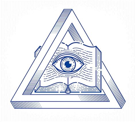 Premium Vector Secret Knowledge Vintage Open Book With All Seeing Eye