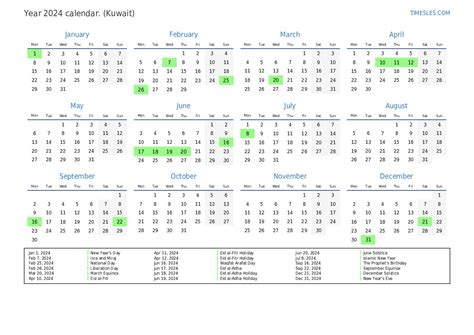 Kuwait Calendar 2024 With Holidays Pdf Free - Hilary Kassandra