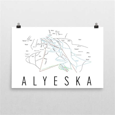 Alyeska Ski Map Art, Alyeska Alaska, Alyeska Trail Map, Alyeska Ski ...