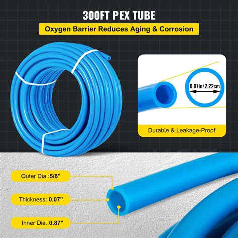 Vevor Pex Tubing 1 Pex Pipe 300ft Flexible Pex Hose Non Oxygen Barrier Pex Tube Coil 80 160psi