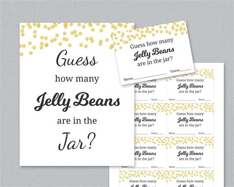 Jelly Beans Guessing Game Fun Baby Shower Games Gold - Etsy Canada