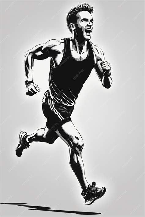 Premium Photo | Running clipart black white