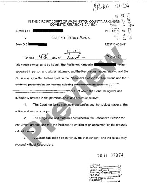 Arkansas Decree Of Annulment Arkansas Annulment Forms Us Legal Forms