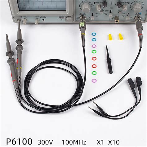 2PCS P6100 Oscilloscope Probe Kit DC 100MHz Scope Clip Test Probe