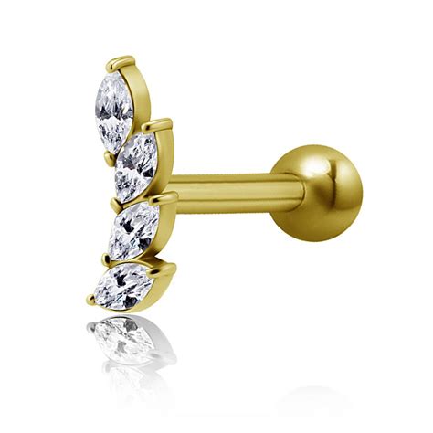 Piercing Bar With Crystal Petals
