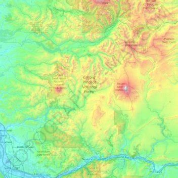 Gifford Pinchot National Forest topographic map, elevation, terrain