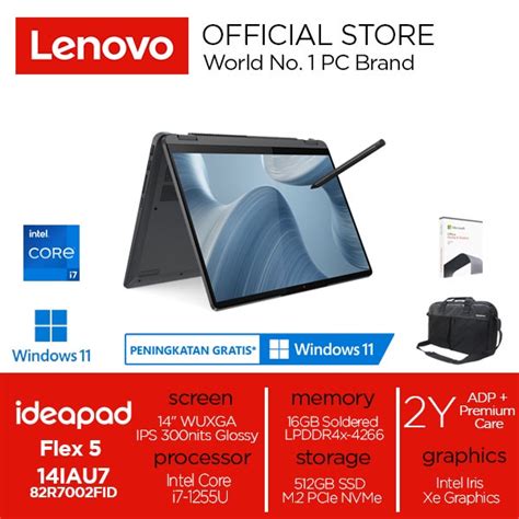 Jual Lenovo Ideapad Flex 5 14iau7 2fid Core I7 1255u 16gb 512gb 14 W11