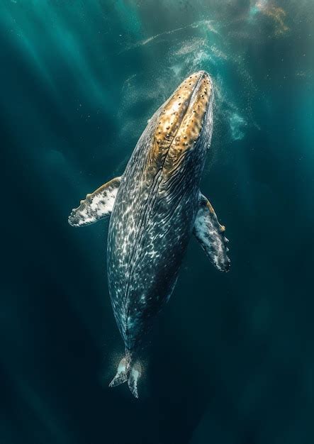 Una Ballena Nadando En El Oc Ano Foto Premium