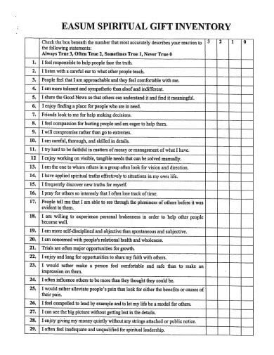 Free Printable Spiritual Ts Test