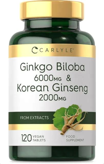 Ginkgo Biloba And Ginseng Tablets 8000mg High Strength Extract Ginkgo 6000mg £8 67 Picclick Uk