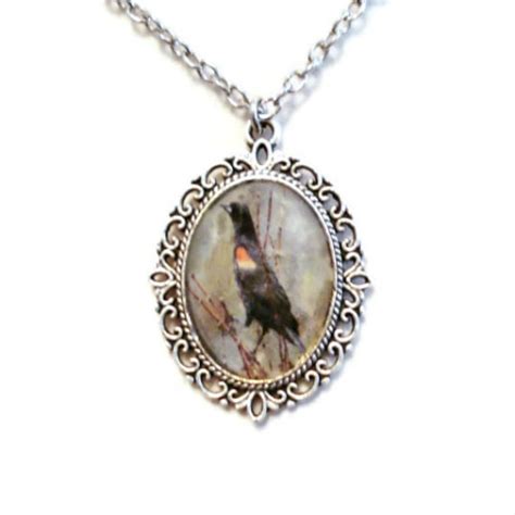 Red Winged Blackbird Necklace Blackbird Pendant Jewelry