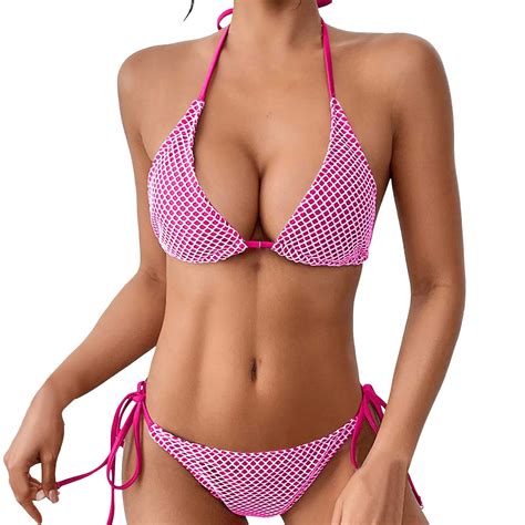 High Waisted Bikini Sets For Women Women S Fashion Texture Swimwear Set Sexy Lace Up Triangle