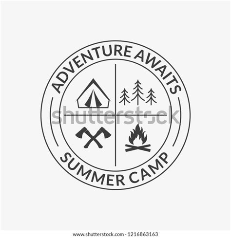 Camp Logo Round Summer Camping Badge Stock Vector Royalty Free