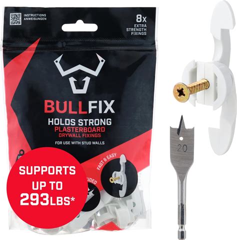 Bullfix Universel Vis Cheville Pack De 24 Fixations Kit Plaquiste