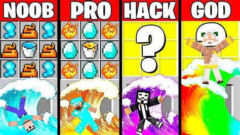 Minecraft Battle Tsunami Apocalypse Crafting Challenge Noob Vs Pro Vs