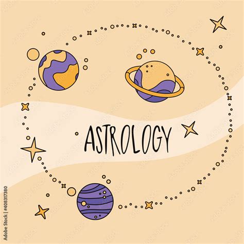 Flat style solar system illustration. Asteroid belt, Sun, Mars, Saturn ...