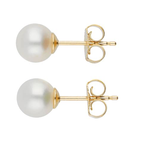 9ct Yellow Gold 6mm Freshwater Pearl Earrings Buy Online Free Insured Uk Delivery