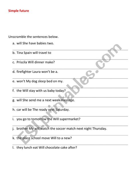 Simple Future Activity Esl Worksheet By Andri123