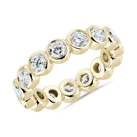Bezel Set Diamond Eternity Ring In 14k Yellow Gold 2 Ct Tw Blue