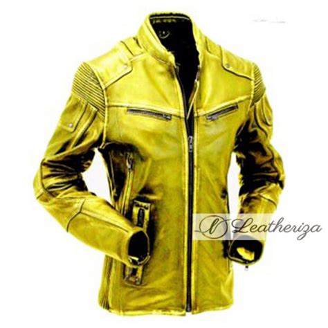 Men's Lime Green Leather Jacket - Leatheriza