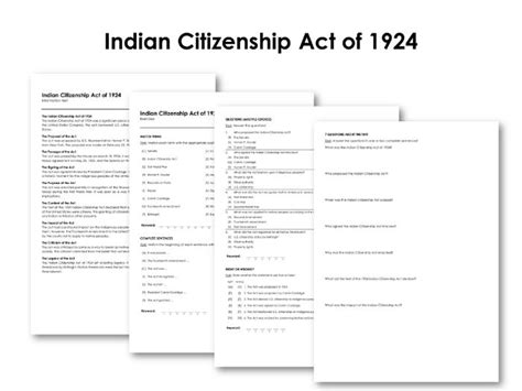 Indian Citizenship Act Of 1924 Teaching Resources