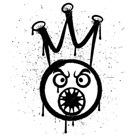 Premium Vector Vector Graffiti Spray Paint Angry King Emoticon In