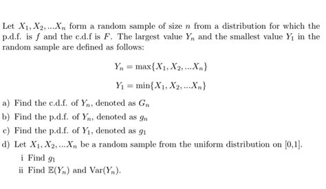 Solved Let X X Xn Form A Random Sample Of Size N From Chegg