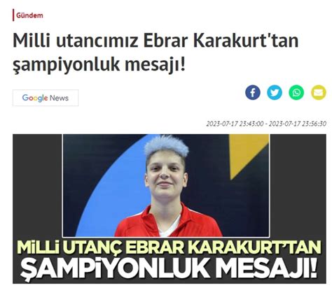 Yeni Akit Ebrar Karakurt U Milli Utanc M Z Diyerek Hedef Ald