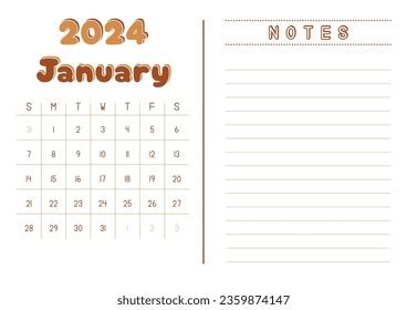 2024 Calendar With Side Notes Eilis Harlene