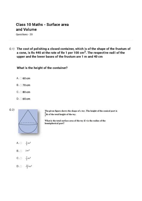 Maths Olympiad Class 10 Sample Question Paper 16 Olympiad Tester