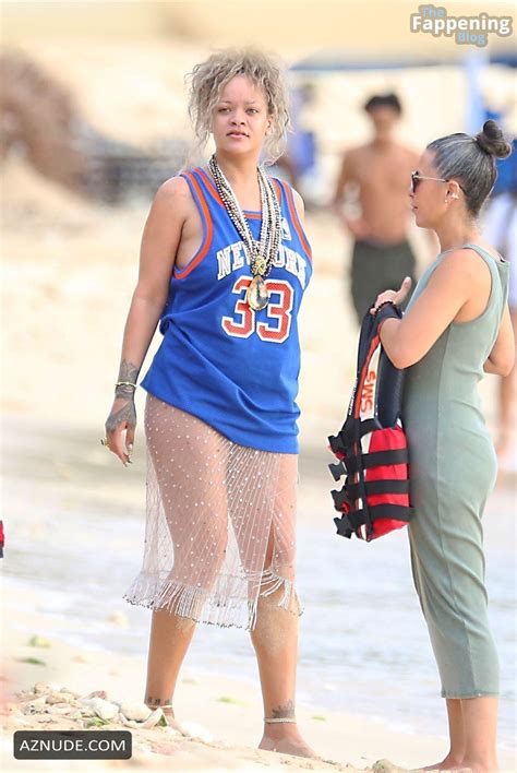 Rihanna Sexy Seen With A Ap Rocky Flashing Her Hot Booty At A Beach In Barbados Aznude