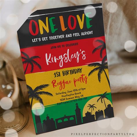 Editable Reggae Birthday Party Invitation Reggae One Love 1st Etsy