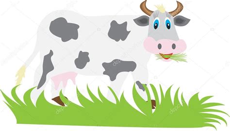 Vaca Divertida Comiendo Hierba Stock Vector By Leonbul 80851808