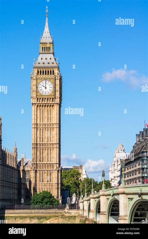 The Clock Tower Of Big Ben Over Westminster Bridge City Of London